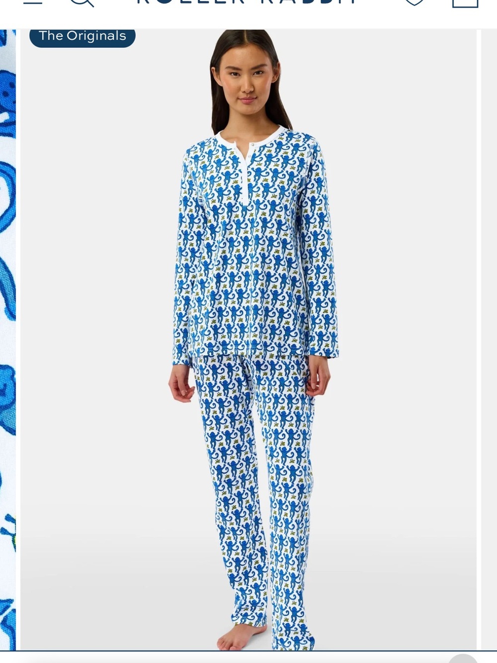 Roller Rabbit Blue & Cream Monkey Print Pajama Set - Picture 10 of 10